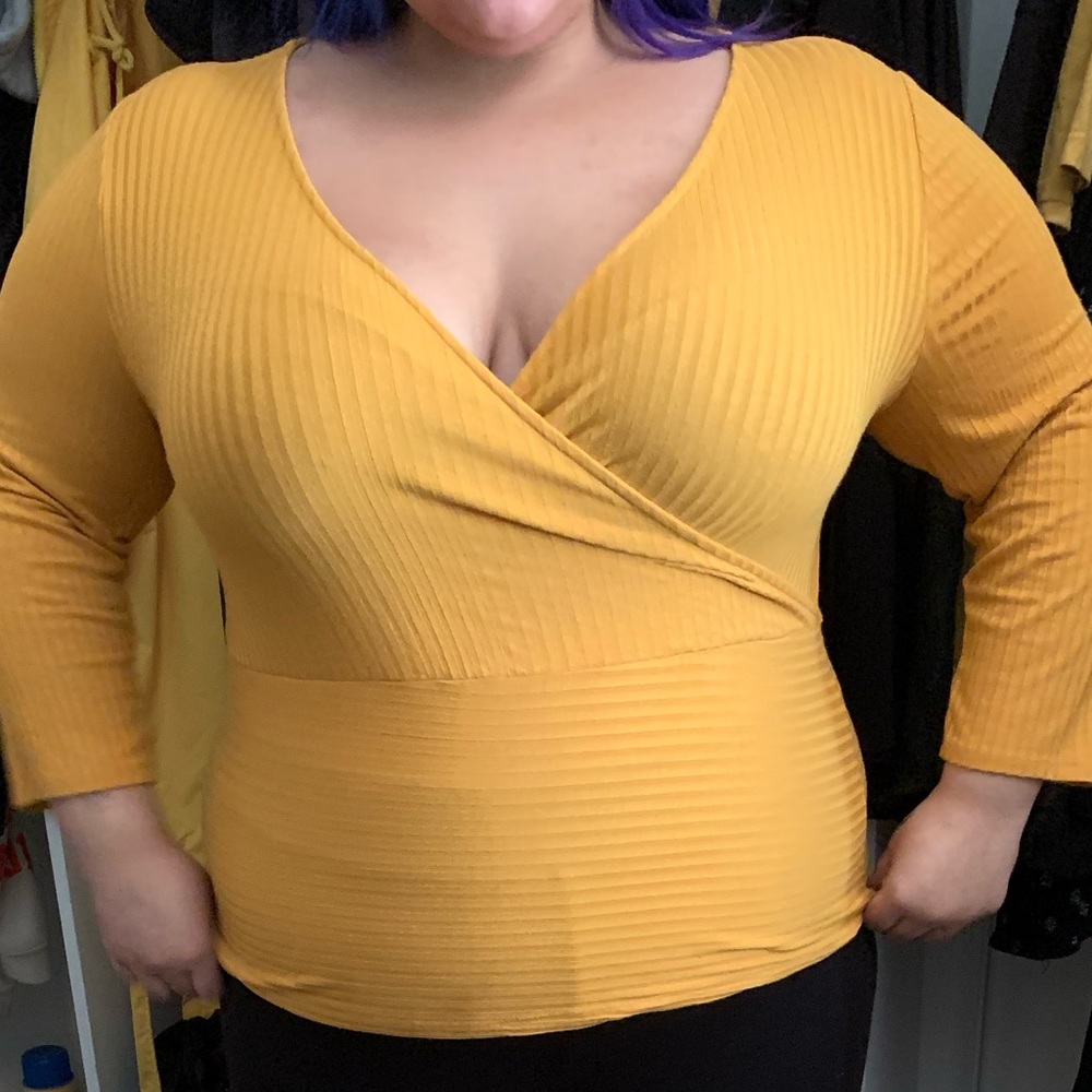 Forever 21 plus yellow wrap top